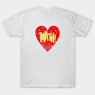 Distressed Heart Math Nerd Design T-Shirt